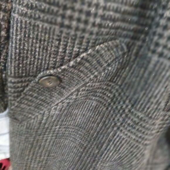 Eddie Bauer men trench coat Glen Plaid tweed leather trim szXXL outdoor business - Picture 3 of 9